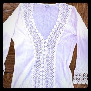 White, crocheted trim cover up. gauze. NWOT
